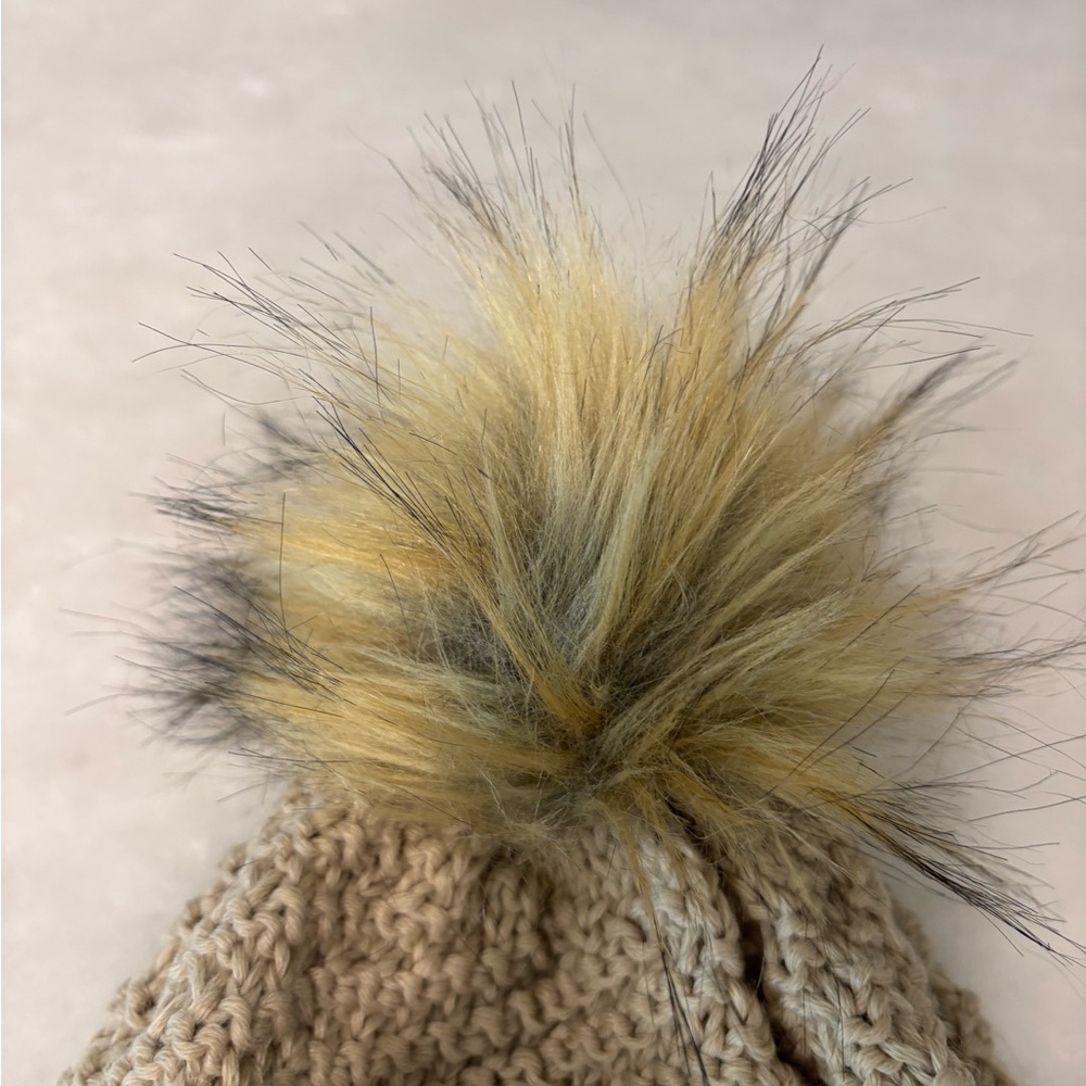 Sweet Turns Beige Knit Beanie with Pom Pom - Picture 5 of 5